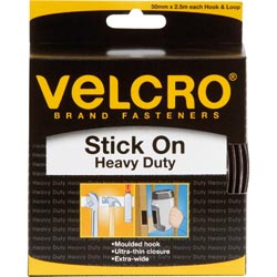 Velcro 25584 Stick On Heavy Duty 50mmx2.5M Blk 