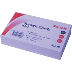 Esselte Ruled System Cards 127X76mm (5X3) Wht Pk100