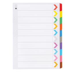 Marbig A3 Coloured Dividers 1 10Tab Board Portrait Asst 