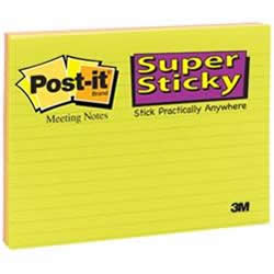 Post It Super Sticky Meeting Notes 149mm X 200mm 6845 Sspl 