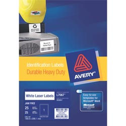 Avery L7067 Heavy Duty Laser Labels 1 L P Sht 199 6X289 1mm 