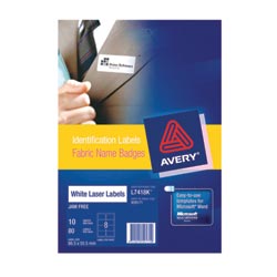 Avery L4784 Fabric Name Labels 8/Sht 86.5X55.5 Acetate Silk 