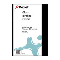 Rexel Binding Covers A4 250GSM Gloss Pk100 Black 