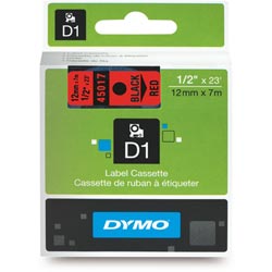 Dymo D1 Label Cassette 12mmx7M -Black On Red