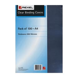 Rexel Binding Covers A4 Pvc 200Mic Clear Bx100 