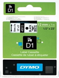 Dymo D1 12mm X 7M - Black On White 