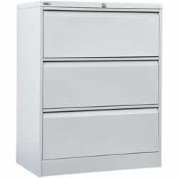 Go Lateral Filing Cabinet 3 Dr Silver Grey H1016Xw900Xd470mm