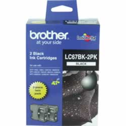 BROTHER LC67BK2PK INK CARTInkjet Twin Pack - Black