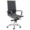 SUNNY HIGH BACK OFFICE CHAIR Chrome Arms With Padding Polished Base Black PU