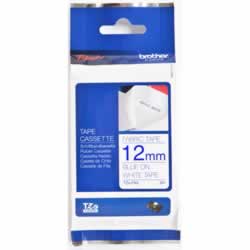 BROTHER TZEFA3 PTOUCH TAPE12mmx3mt Blue On White Fabric