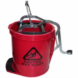 Cleanlink Mop Bucket Metal Wringer Red 16litre