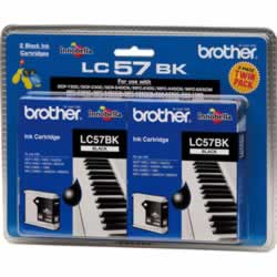 BROTHER LC57BK2PK INK CARTInkjet Twin Pack - Black