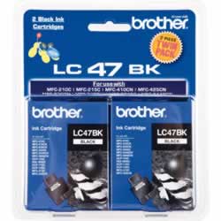 BROTHER LC47BK2PK INK CARTInkjet Twin Pack - Black