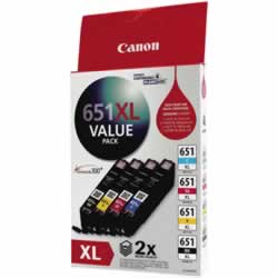 CANON CLI651XL INK VALUE PACKBlack,Cyan,Magenta,Yellow