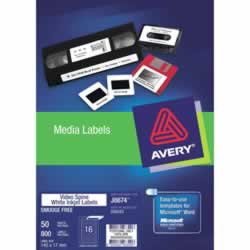 AVERY J8674 MEDIA INKJET LABEL16 Sht 145x17mm Video SpinePack of 800