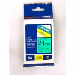 BROTHER TZE751 PTOUCH TAPE24mmx8mt Black On Green Tape