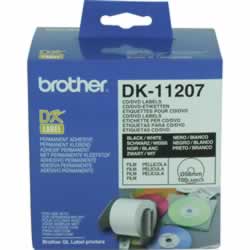 BROTHER LABEL PRINTER LABELS CD/DVD 58mm Diameter White Box of 100