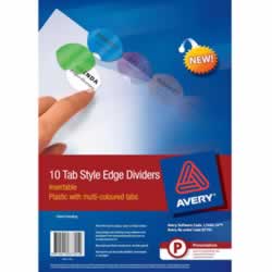 Avery L7440-10 Style DividerInsertable A4 10 Tab Clr AsstdIncludes 10 Tabs