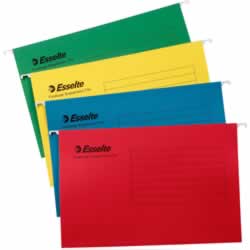 ESSELTE SUSPENSION FILES Red, Foolscap, Tabs Incl. Box of 50