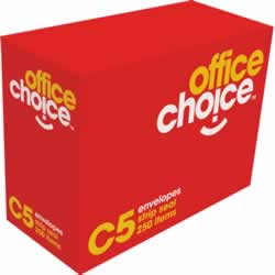 OFFICE CHOICE C5 ENVELOPES 229x162mm Strip Seal Gold Box of 500