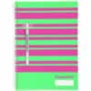 COLOURHIDE POLYPROP NOTEBOOKS A4 120Pg Green Stripe Designer Series