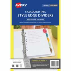 Avery L7440-5 Style DividerInsertable A4 5 Tab Clr  AsstdIncludes 5 Tabs