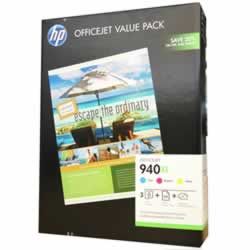 HP 940XL OFFICEJET VALUE PACKInk Cartridge 1 ea C/M/Y PlusOfficejet Paper & Design CD