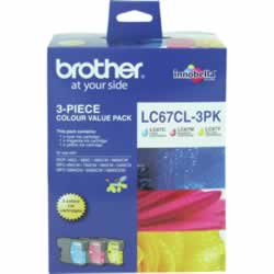 BROTHER LC67CL3PK INK CARTInjet 3Pack Value - Colour