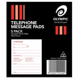 OLYMPIC TELEPHONE MESSAGE PADS 100x120m 50 leaf Pack of 5