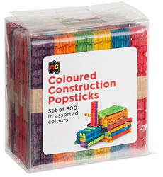 Coloured Construction Popsticks  Packet 300