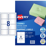 Avery Crystal Clear Laser Address Labels 99.1x67.7mm 8UP 80 Labels 10 Sheets