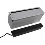Sylex In Desk Power Box  4 GPO 2 USB 2 Data Silver 