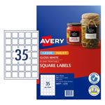 Avery Blank Printable Labels L7119 35 x 35mm Square Gloss White 35UP 350 Labels 10 Sheet