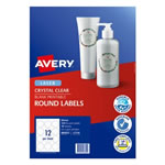Avery Crystal Clear Labels L7114 60mm Round Clear 12UP 120 Labels 10 Sheets