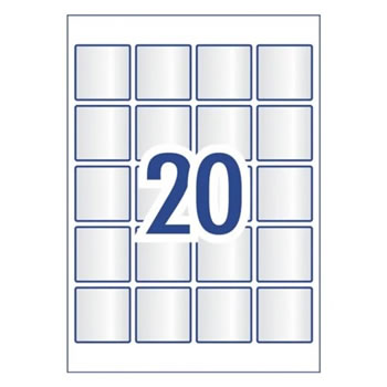 Avery Crystal Clear Labels L7126 45 x 45mm Square Clear 20UP 200 Labels 10 Sheets