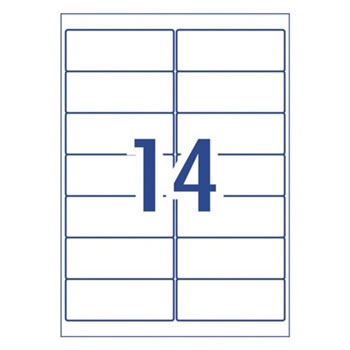 Avery Removable Labels L7163 99.1 x 38.1mm Rectangle Matte White 14UP 350 Labels 25 Sheet