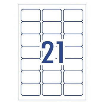 Avery Printable Labels L7160CL 63.5 x 38.1mm Rectangle Photo Matte White 21UP 420 Labels