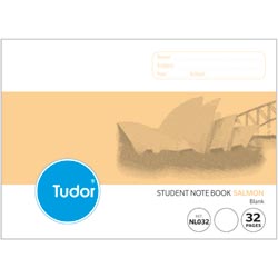 Tudor Notebooks Nsw Primary 32page L/Scape Blank Salmon
